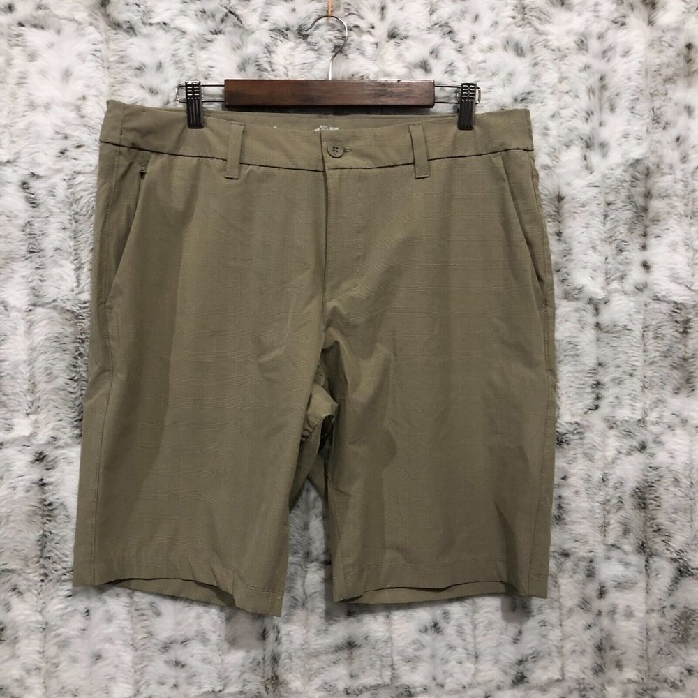 Hang Ten Hybrid Shorts Sz 36 Performance Stretch Fabric Swim Trunks Beach Tan